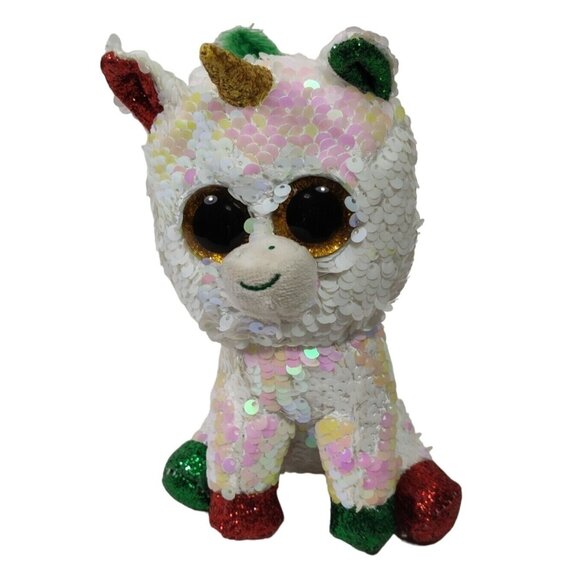 Ty Other - Ty Beanie Boos Stardust Sequin Unicorn Plush Christmas Holiday Stuffed Animal